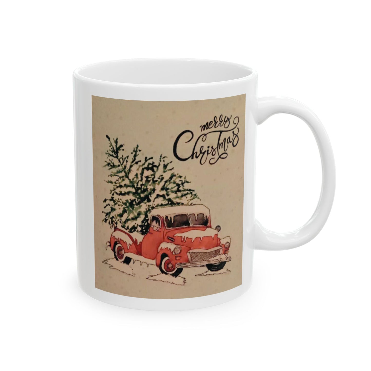 Mug Ceramic Tree in a Truck Vintage