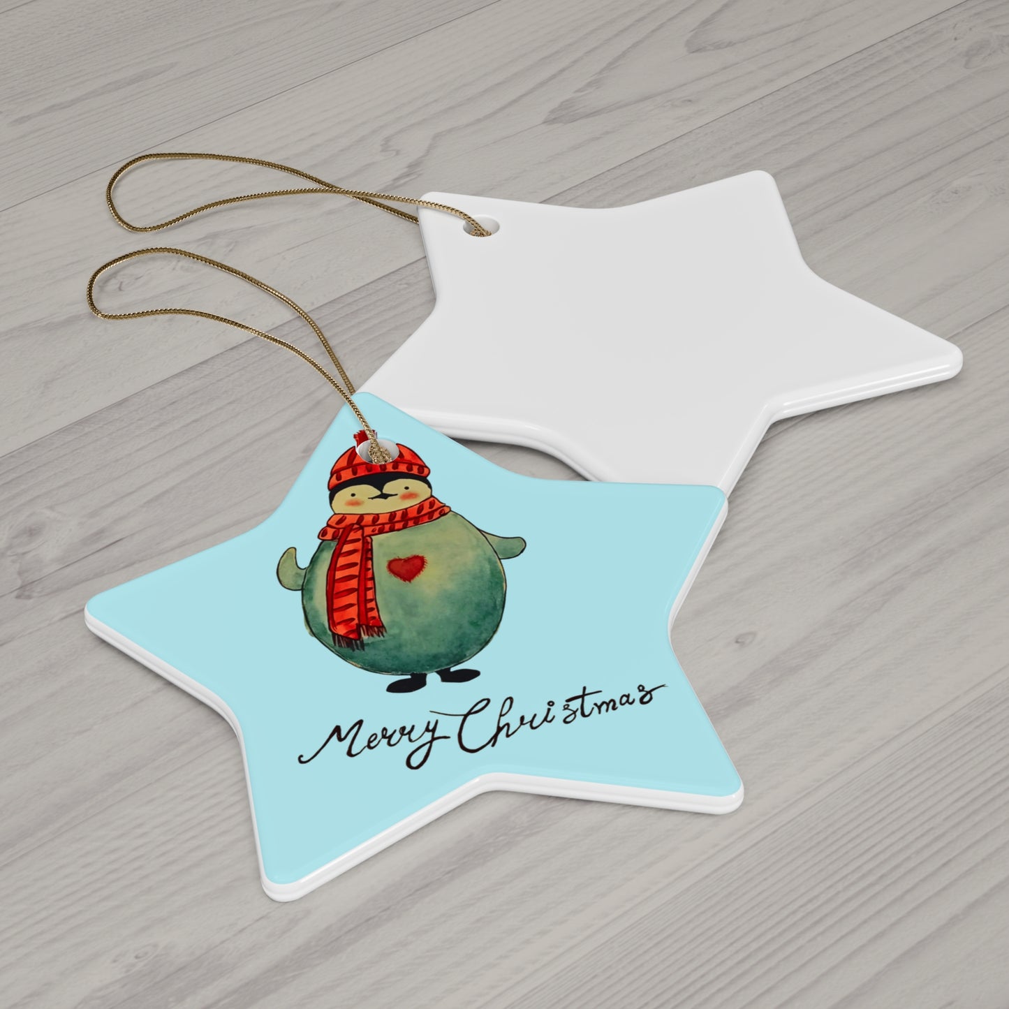 Penguin Christmas Ceramic Ornament, 4 Shapes