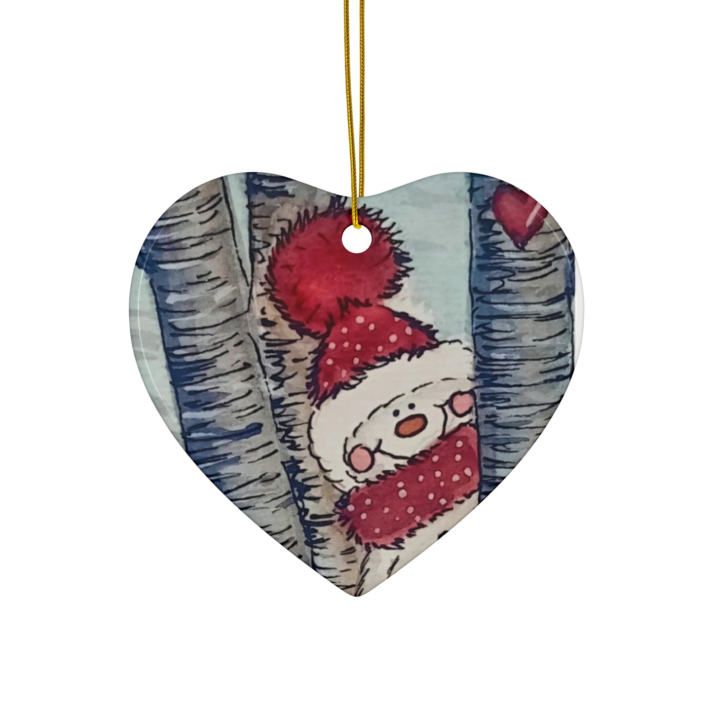 Christmas Snowman Ceramic Ornament