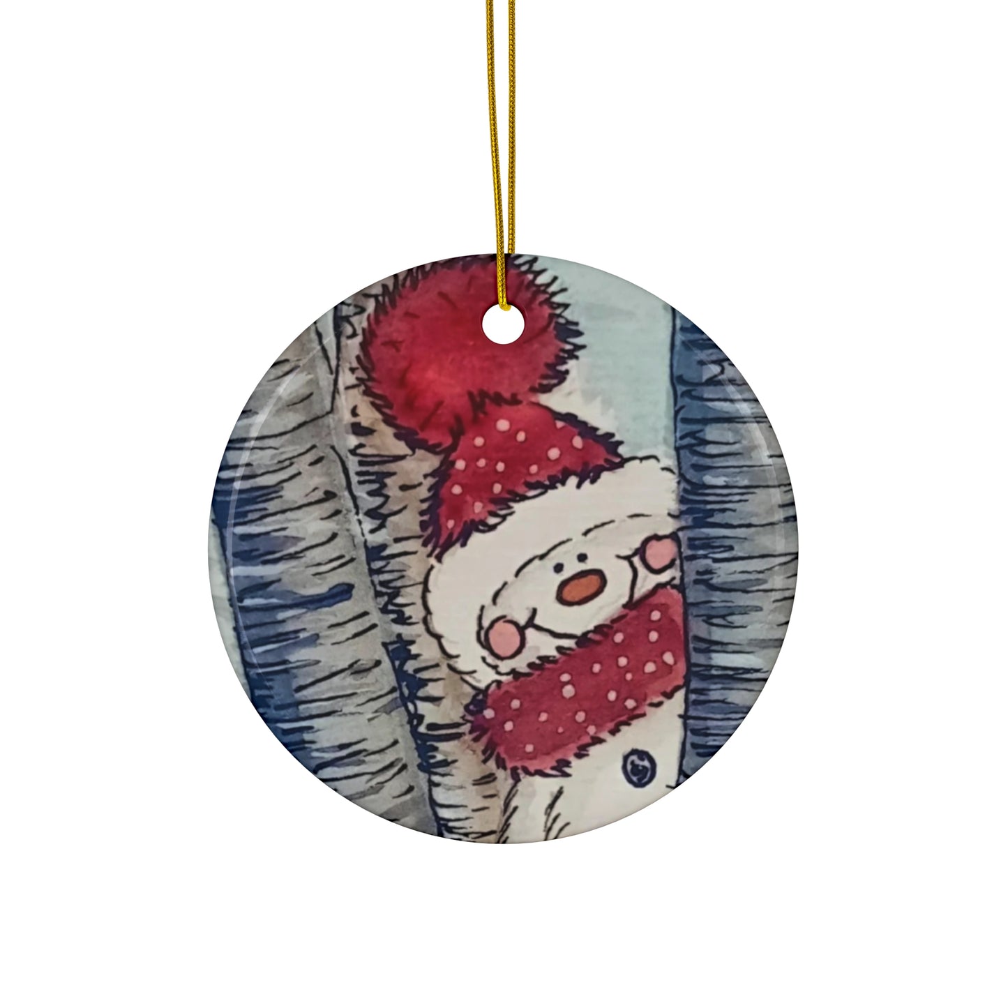 Christmas Snowman Ceramic Ornament