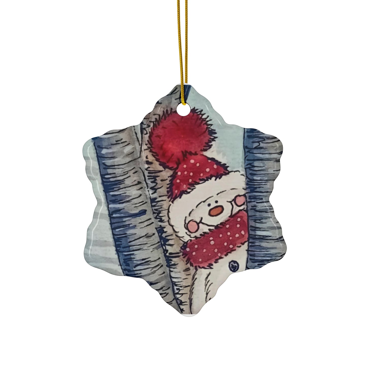 Christmas Snowman Ceramic Ornament