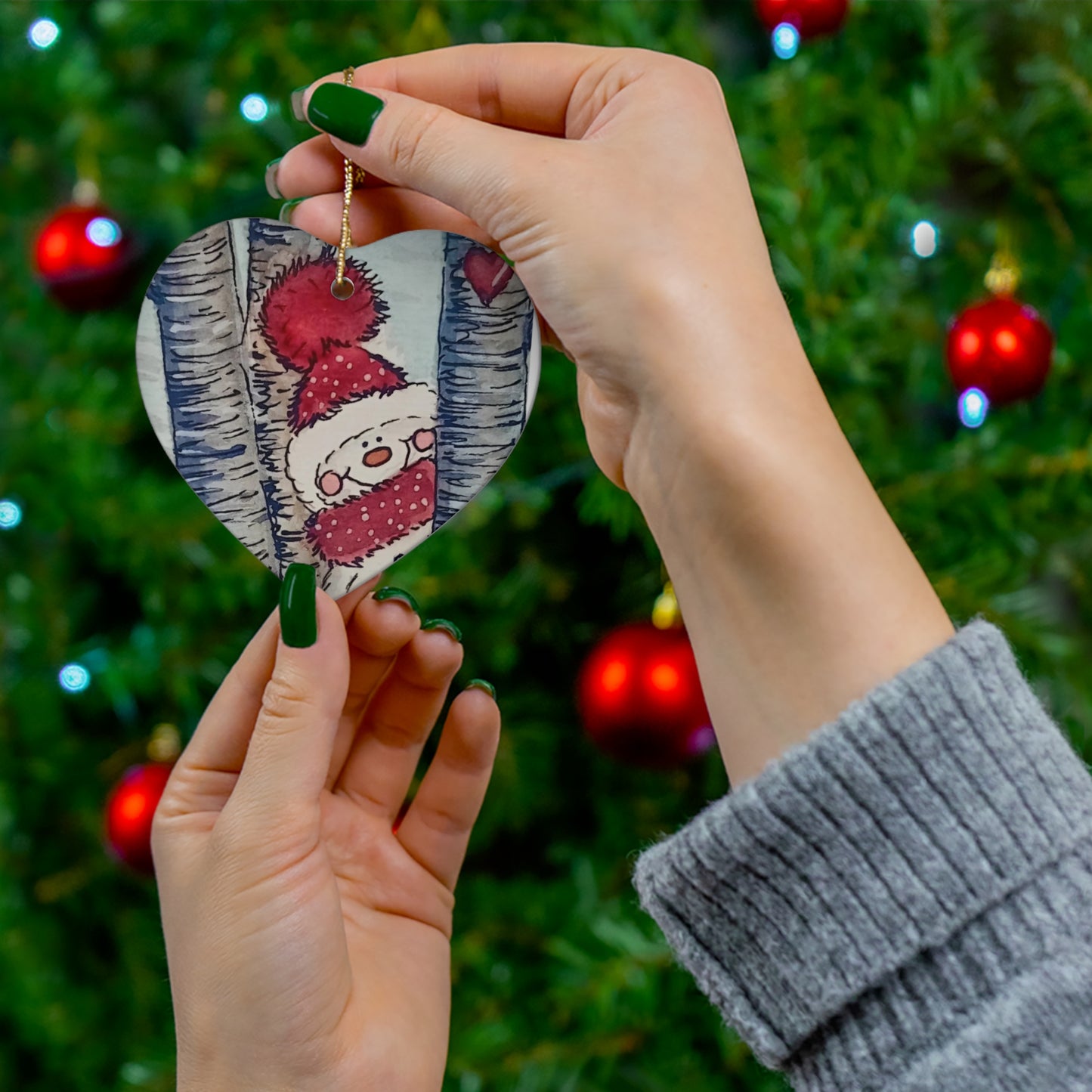 Christmas Snowman Ceramic Ornament