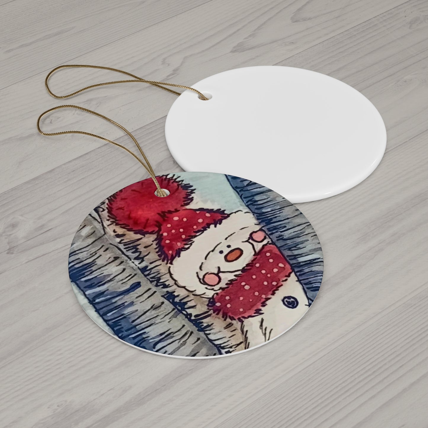 Christmas Snowman Ceramic Ornament