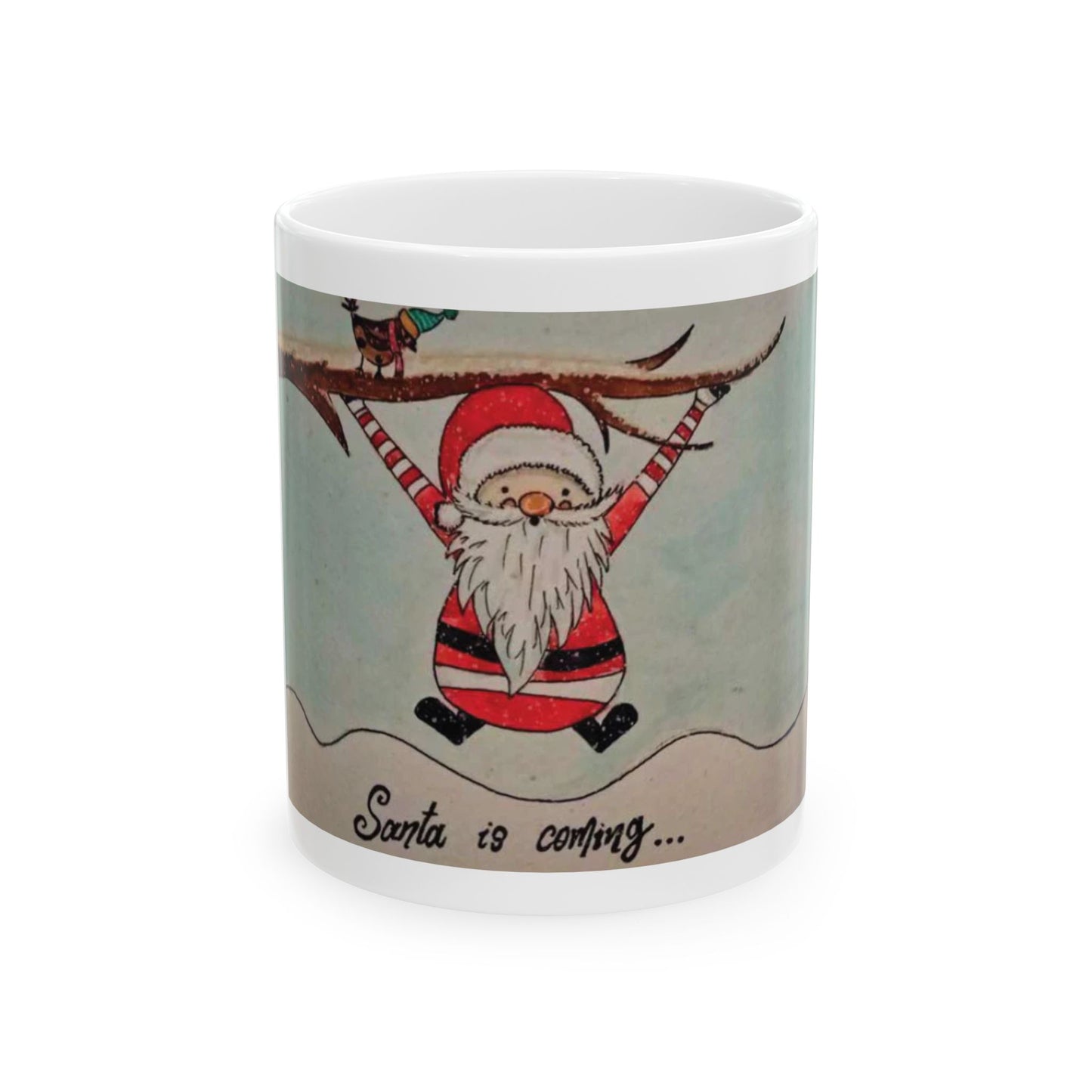 Mug - Santa Is Coming Christmas Painting Print